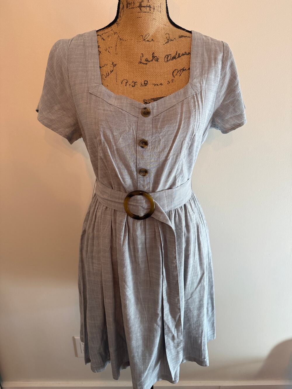 SO Blue Short Sleeve Fit and Flare Dress with Belt Size Large